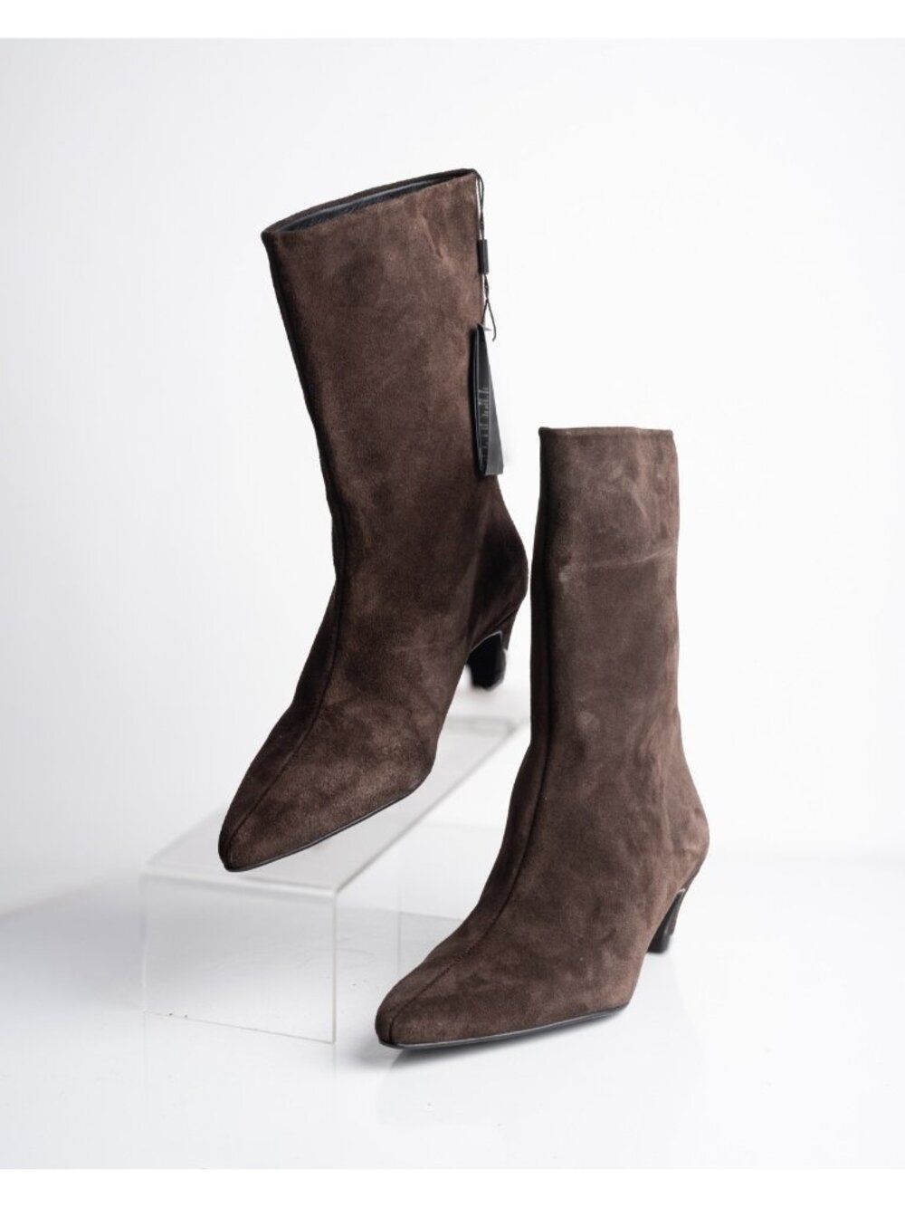 Massimo Dutti Womens Suede Boots Brown heeled US 6.5 EU 37 NWT 1100/550